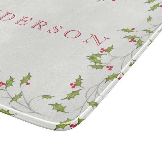 Holiday Holly Editable Cutting Board Snijplank (Hoek)