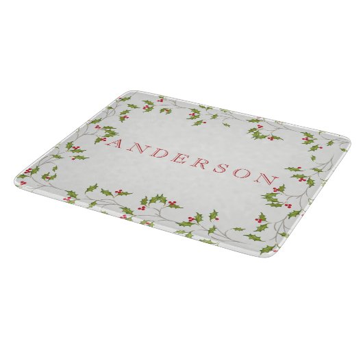 Holiday Holly Editable Cutting Board Snijplank (Hoek)