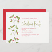 Holiday Holly Editable Invitation Kaart (Voorkant / Achterkant)