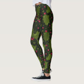 Holiday Holly en Berries op Donkergroen Leggings (Links)