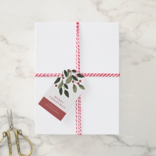 Holiday Holly Gift Label Cadeaulabel (Met Touw)