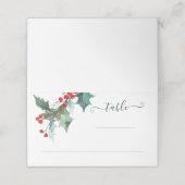 Holiday Holly Kerstbruiloft Plaatskaartje (Buitenkant ongevouwen)