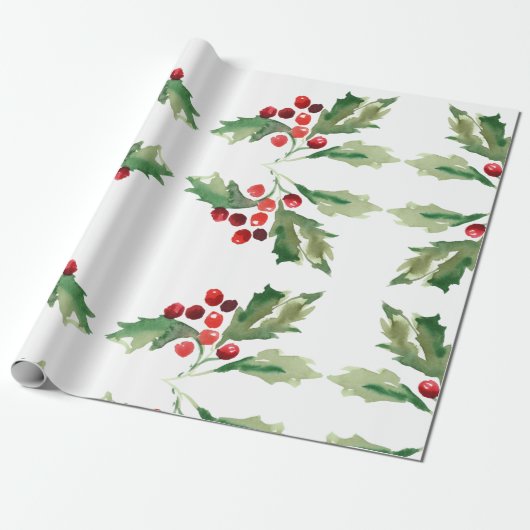 Holiday Holly kerstcadeautje Cadeaupapier (Uitgerold)