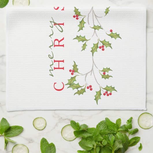 Holiday Holly Kitchen Towel Theedoek (Gevouwen)