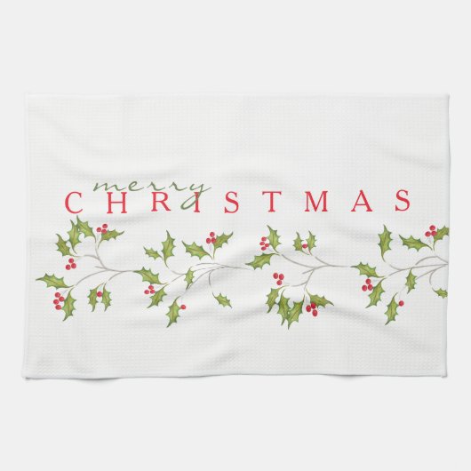 Holiday Holly Kitchen Towel Theedoek (Horizontaal)