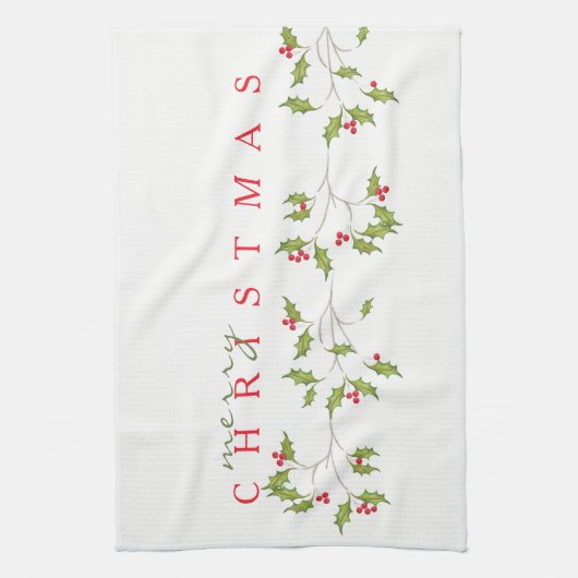 Holiday Holly Kitchen Towel Theedoek (Verticaal)