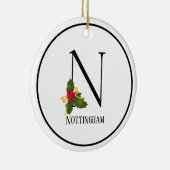 Holiday Holly Letter N Monogram Keramisch Ornament (Rechts)