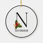 Holiday Holly Letter N Monogram Keramisch Ornament (Achterkant)