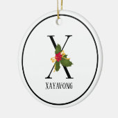 Holiday Holly Letter X Monogram Keramisch Ornament (Links)