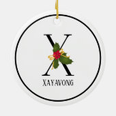 Holiday Holly Letter X Monogram Keramisch Ornament (Achterkant)