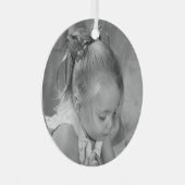 Holiday Holly Monogram Foto gepersonaliseerd Elega Metalen Ornament (Voorkant Rechts)