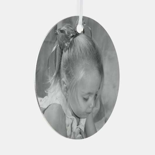 Holiday Holly Monogram Foto gepersonaliseerd Elega Metalen Ornament (Voorkant Rechts)