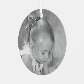 Holiday Holly Monogram Foto gepersonaliseerd Elega Metalen Ornament (Voorkant links)