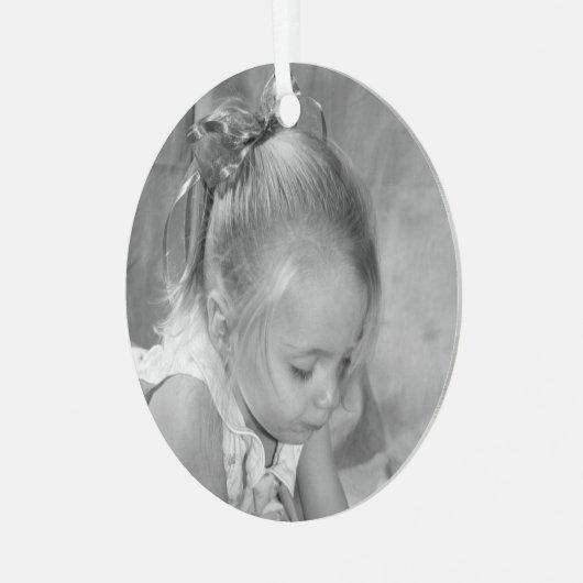 Holiday Holly Monogram Foto gepersonaliseerd Elega Metalen Ornament (Voorkant links)