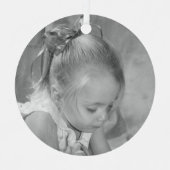 Holiday Holly Monogram Foto gepersonaliseerd Elega Metalen Ornament (Voorkant)