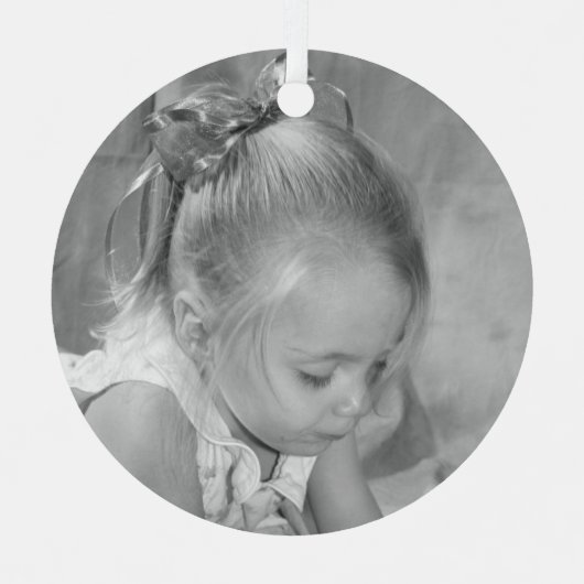 Holiday Holly Monogram Foto gepersonaliseerd Elega Metalen Ornament (Voorkant)