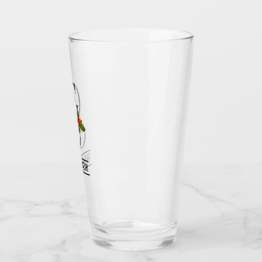Holiday Holly Monogram G gepersonaliseerd bier Glas (Links)