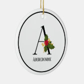 Holiday Holly Monogram Letter A Personalized Keramisch Ornament (Rechts)