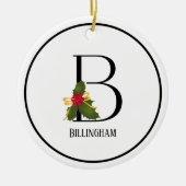 Holiday Holly Monogram Letter B Personalized Keramisch Ornament (Voorkant)