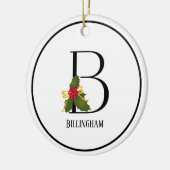 Holiday Holly Monogram Letter B Personalized Keramisch Ornament (Links)