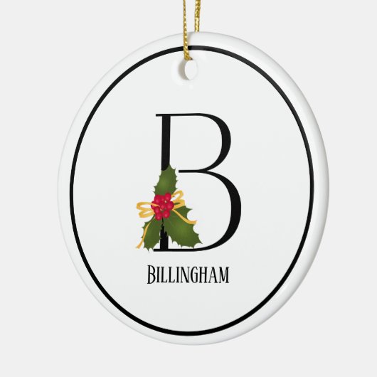 Holiday Holly Monogram Letter B Personalized Keramisch Ornament (Links)