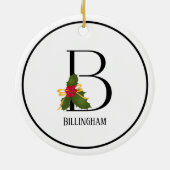 Holiday Holly Monogram Letter B Personalized Keramisch Ornament (Achterkant)