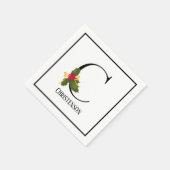 Holiday Holly Monogram Letter C Aangepast papier Servet (Hoek)