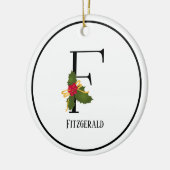 Holiday Holly Monogram Letter F Persoonlijk Keramisch Ornament (Links)