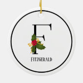 Holiday Holly Monogram Letter F Persoonlijk Keramisch Ornament (Achterkant)