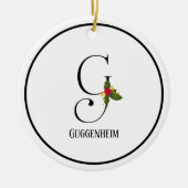Holiday Holly Monogram Letter G Persoonlijk Keramisch Ornament (Voorkant)