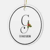Holiday Holly Monogram Letter G Persoonlijk Keramisch Ornament (Links)