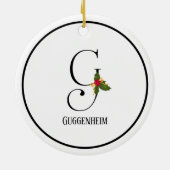 Holiday Holly Monogram Letter G Persoonlijk Keramisch Ornament (Achterkant)
