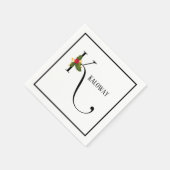 Holiday Holly Monogram Letter K Gepersonaliseerd p Servet (Hoek)