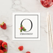 Holiday Holly Monogram Letter of Gepersonaliseerd  Servet (Insitu)