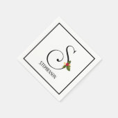 Holiday Holly Monogram Letter S Gepersonaliseerd p Servet (Hoek)