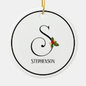 Holiday Holly Monogram Letter S Persoonlijk Keramisch Ornament (Voorkant)