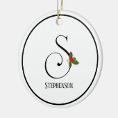 Holiday Holly Monogram Letter S Persoonlijk Keramisch Ornament (Links)