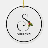 Holiday Holly Monogram Letter S Persoonlijk Keramisch Ornament (Achterkant)