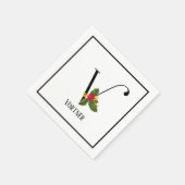 Holiday Holly Monogram Letter V Gepersonaliseerd P Servet (Hoek)