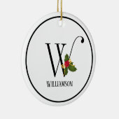 Holiday Holly Monogram Letter W Personalized Keramisch Ornament (Rechts)