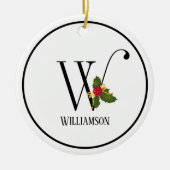Holiday Holly Monogram Letter W Personalized Keramisch Ornament (Voorkant)
