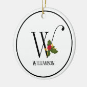 Holiday Holly Monogram Letter W Personalized Keramisch Ornament (Links)