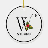 Holiday Holly Monogram Letter W Personalized Keramisch Ornament (Achterkant)