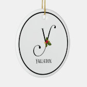 Holiday Holly Monogram Letter Y Keramisch Ornament (Rechts)