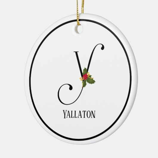 Holiday Holly Monogram Letter Y Keramisch Ornament (Links)