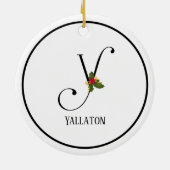 Holiday Holly Monogram Letter Y Keramisch Ornament (Achterkant)