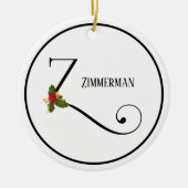 Holiday Holly Monogram Letter Z Aangepast Keramisch Ornament (Voorkant)