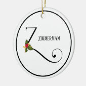 Holiday Holly Monogram Letter Z Aangepast Keramisch Ornament (Links)