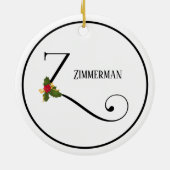 Holiday Holly Monogram Letter Z Aangepast Keramisch Ornament (Achterkant)