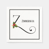 Holiday Holly Monogram Letter Z Gepersonaliseerd P Servet (Voorkant)